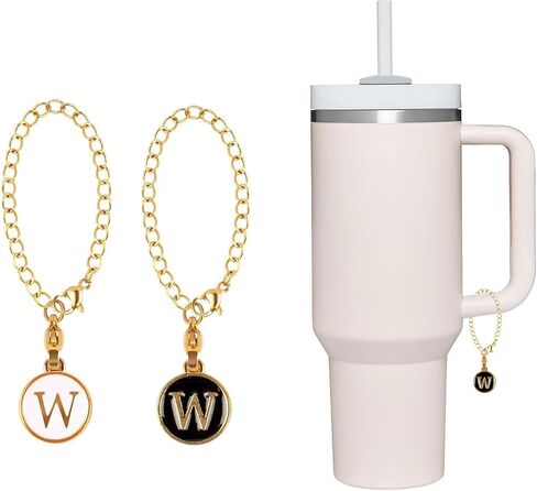 2Pcs Personalized Letter Charm for Stanley Simple Modern Tumbler 40oz with Handle ID Plate Initial Letter Chain Gift for Women Jewelry in Saudi Arabia