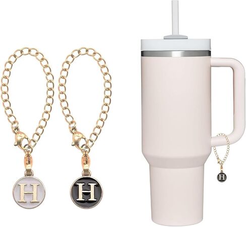 2Pcs Personalized Letter Charm for Stanley Simple Modern Tumbler 40oz with Handle ID Plate Initial Letter Chain Gift for Women Jewelry in Saudi Arabia