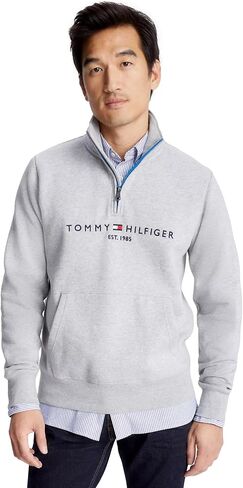 Tommy Hilfiger Men's Adaptive Quarter Zip Sweatshirt with Extended Zipper Pull in Kuwait