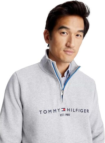 Tommy Hilfiger Men's Adaptive Quarter Zip Sweatshirt with Extended Zipper Pull in Kuwait