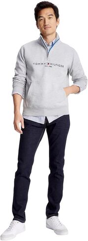 Tommy Hilfiger Men's Adaptive Quarter Zip Sweatshirt with Extended Zipper Pull in Kuwait