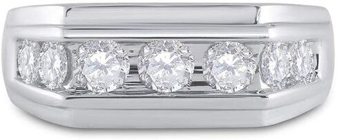 Jewels By Lux Solid 10k White Gold Mens Round Diamond Flat Top Wedding Band Ring 1 Cttw in Saudi Arabia