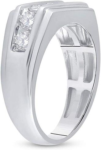 Jewels By Lux Solid 10k White Gold Mens Round Diamond Flat Top Wedding Band Ring 1 Cttw in Saudi Arabia