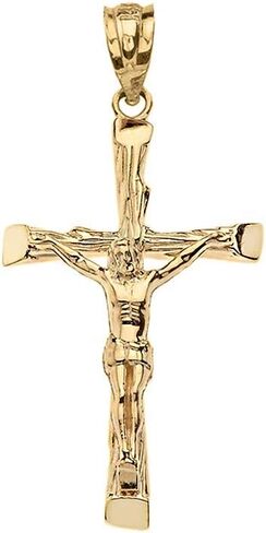 CaliRoseJewelry قلادة من الذهب الأصفر على شكل يسوع على الصليب الصليبي in Kuwait