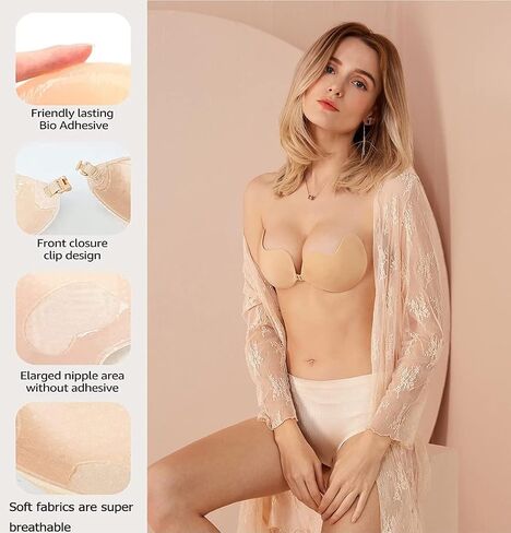 Strapless Sticky Bra Invisible Lift up Adhesive Push up Bra Backless Bra for Womens 2 Pairs Reusable in Saudi Arabia