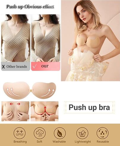 Strapless Sticky Bra Invisible Lift up Adhesive Push up Bra Backless Bra for Womens 2 Pairs Reusable in Saudi Arabia