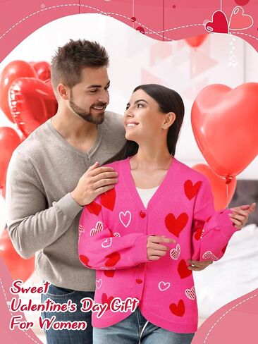 Twistover عيد الحب القلب سترة الترتر التطريز الحب القلب سترة سترة متماسكة خفيفة الوزن سترة صوفية in Kuwait