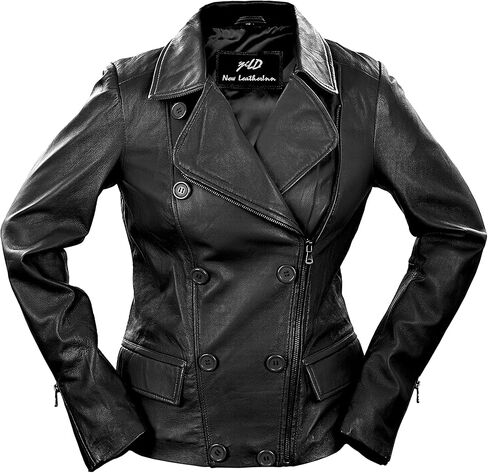 Women's Blazer Coat Style Zipper Real Leather Motorcycle Jacket - Casual Fashion Moto Biker Lambskin Leather Jacket Women in Kuwait