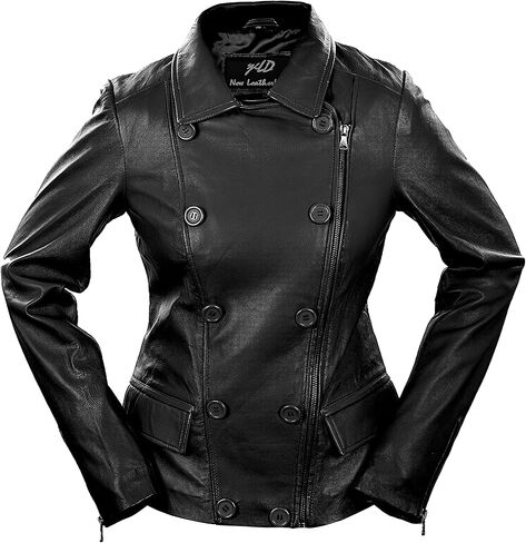 Women's Blazer Coat Style Zipper Real Leather Motorcycle Jacket - Casual Fashion Moto Biker Lambskin Leather Jacket Women in Kuwait