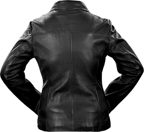 Women's Blazer Coat Style Zipper Real Leather Motorcycle Jacket - Casual Fashion Moto Biker Lambskin Leather Jacket Women in Kuwait