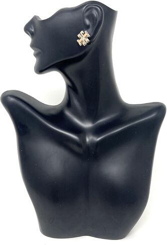 Tory Burch Extra Large Logo Stud Earring Two Toned Gold Silver 5/8'' WIde, Multi in Saudi Arabia