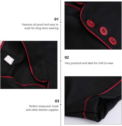 Cabilock Unisex Chef Jacket Black Short Sleeve Chef Coat Uniform Food Service Catering Shirt Cloth for Bakery Cooker- Size L in Saudi Arabia
