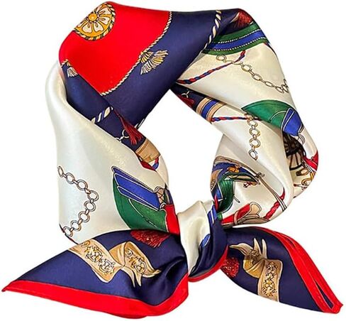 JERLA 100% Mulberry Silk Neck Scarf 21"x21" Small Square Scarfs for Women Gift Packed in Saudi Arabia
