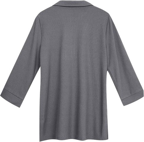 Womens Tops Dressy Casual 3/4 Length Sleeve V Neck Blouses Half Zip up Collar Women Polo Shirts in Saudi Arabia
