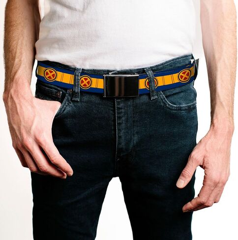 Belt Plain Clamp Buckle X Men Cyclops Utility Strap Blue Gold Black Red 1.0 Inch Wide Youth up to Size 20, X-men Cyclops, 1.0" Wide - Fits up to Kids Pant 20 in Kuwait