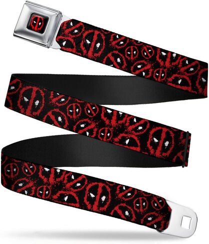 Buckle-Down Seatbelt Belt - Deadpool Splatter Logo Scattered Black/Red/White - 1.0" Wide - 20-36 Inches in Length in Saudi Arabia
