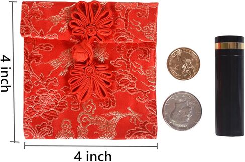 بلييو 6 قطع من أكياس الحرير الصيني الاحمر جيوب حمراء مغلفات السنة الجديدة هونغ باو حقائب هدايا لمهرجان الربيع والزفاف واعياد الميلاد in Kuwait