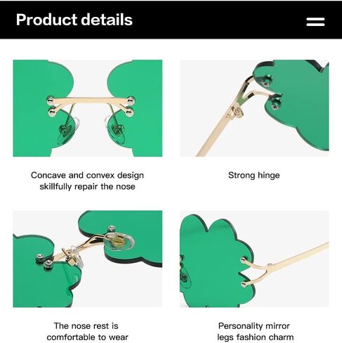 انجيني نظارات عيد القديس باتريك، نظارات خضراء بتصميم اوراق نبات النفل الايرلندي، اطار معدني، نظارات شمسية لعيد القديس باتريك، اكسسوارات تنكرية لهدايا الحفلات in Kuwait