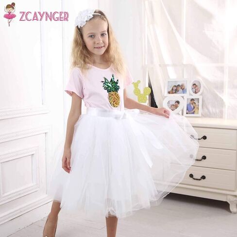 Zcaynger Girls Tulle Skirt Tutu Dancing Dress 5-Layer Fluffy with Ribbon… in Kuwait