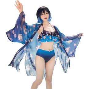 haikyuu Women Anime Swimsuit Beach Cover Up Open Front Kimono Cardigan Bikini Bathing Suit Beachwear for Swimwear