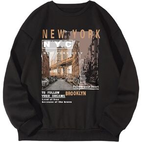 GORGLITTER Men's Letter Graphic Sweatshirt Casual Crew Neck Sweatshirt Long Sleeve Pullovers Top