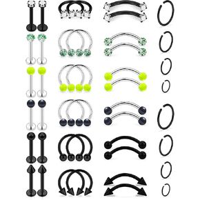 Prjndjw 16g Lip Rings Stainless Steel Horseshoe Rings Eyebrow Rings Labret Monroe Lip Rings Nail Tragus Helix Earrings Studs Ring Medusa Piercing Jewelry 8mm 44 Pcs Glow in the Dark in Kuwait