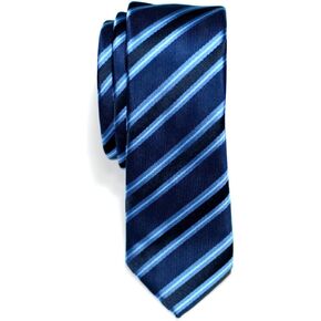 Retreez Preppy Stripe Pattern Woven Microfiber Skinny Tie Necktie - 5 Colors