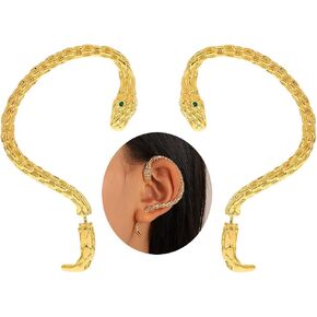 Snake Cuff Earrings Gold Snake Ear Climber Earrings Boho Gold Cartilage Ear Crawler Earrings Gothic Serpent Clip on Wrap Earrings Ruby Snake Earrings Jewelry for Women and Girls Gifts