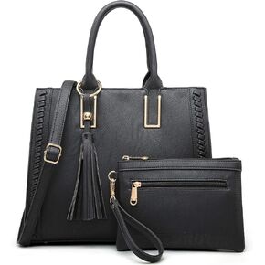Dasein Purses Handbags for Women Satchel Vegan Leather Shoulder Bags Work Tote for Ladies with Matching Clutch