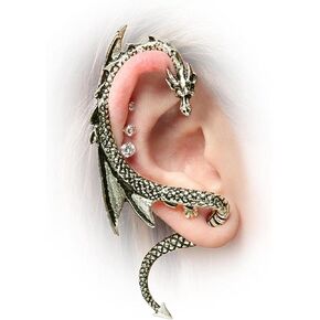 Aneneiceera Gothic Dragon Ear Cuff Wrap Earrings Gold Dragon Climber Crawler Earrings Long Exaggerated Dragon Earrings Halloween Cartilage Clip on earrings Wrap Around Earrings Jewelry for Women and Girls (Silver)