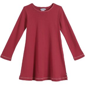 City Threads Girls' 100% Cotton Long Sleeve Dress - Active Kids School, Playing, Parties - Made in USA