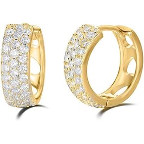 كارلين 14K مطلية بالذهب الاسترليني الفضة الاسترليني هوب أقراط تمهيد مجموعة مذهلة زركونيا تشيكوسلوفاكيا الماس مقلد صغيرة سميكة التألق الفضة هوب أقراط المجوهرات الجميلة هدايا عيد ميلاد للنساء الفتيات، قطر 15 مم عرض 5 مم in Kuwait