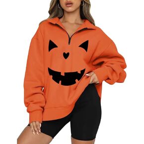 BASQDOV Women's Casual Sweatshirts 1/4 Zipper Long Sleeve Fall Top Oversized Pullover Tunics Teen Girls Fall Y2K Clothes
