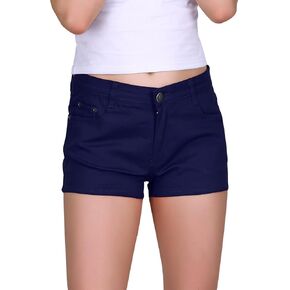 HDE Women's Solid Color Ultra Stretch Fitted Low Rise Moleton Denim Booty Shorts