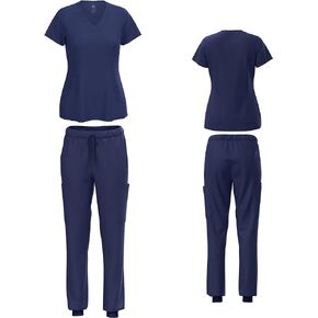 Beverly Hills Uniforms Women's STRETCH Medical Nursing Jogger Uniform Scrub Set Top with Pant 7 COLORS