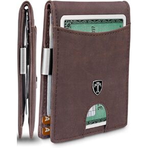 TRAVANDO Mens Slim Wallet with Money Clip SEATTLE RFID Blocking Bifold Credit Card Holder for Men with Gift Box