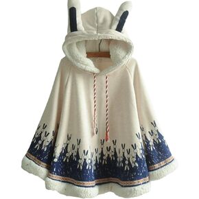 ASHER FASHION AsherFashion Womens Hooded Pullover Sweater Hoodie Cute Shawl Cape