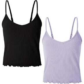 قميص بدون أكمام نسائي أساسي بدون أكمام من SANQIANG مكون من قطعتين قصير كاجوال برقبة دائرية للإناث in Kuwait