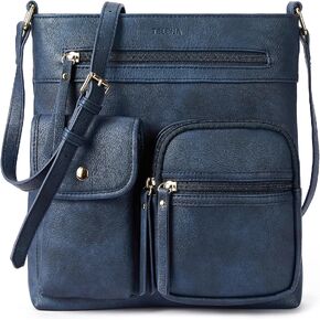 Telena Crossbody Purses for Women Medium PU Leather Shoulder Bag with Multi Pocket for Women