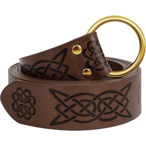 VONMELLI Medieval Knight Belt for Men LARP Renaissance O Ring Belts for Viking Tunic Shirt Halloween Cosplay Costume