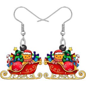 DUOWEI Acrylic Christmas Truck Tree Garland Earrings Drop Dangle Jewelry For Women Kids Teens Festival Gifts in Kuwait