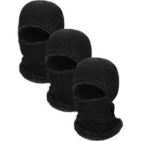 3 Pieces Winter Warm Knitted Balaclava Neck Warmer Hat Fleece Ski Face Covering Windproof Face Scarf for Outdoor Sport
