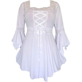 Dare to Wear Renaissance Corset Top: Victorian Gothic Boho Women's Peasant Festival Fair Cosplay Lace Blouse
