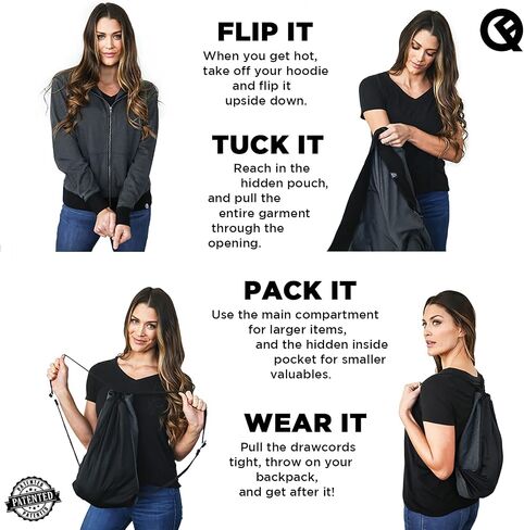 Quikflip 2-in-1 Reversible Backpack Hoodie (As Seen on SHARK TANK) Unisex Full-Zip Hero Hoodie in Saudi Arabia