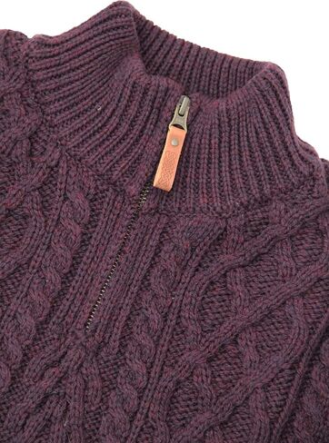 Aran Crafts Men's Irish Soft Cable Knitted Zip Neck Jacket (100% Merino Wool) in Kuwait