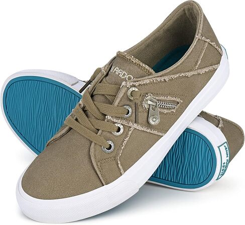JENN ARDOR Slip-On Sneakers Women's Walking Shoes Dressy Casual Canvas Sports Tennis Loafers Retro Fashion Comfortable Zipper Decor Flats in Saudi Arabia