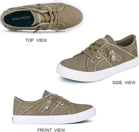 JENN ARDOR Slip-On Sneakers Women's Walking Shoes Dressy Casual Canvas Sports Tennis Loafers Retro Fashion Comfortable Zipper Decor Flats in Saudi Arabia