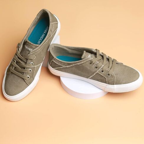 JENN ARDOR Slip-On Sneakers Women's Walking Shoes Dressy Casual Canvas Sports Tennis Loafers Retro Fashion Comfortable Zipper Decor Flats in Saudi Arabia