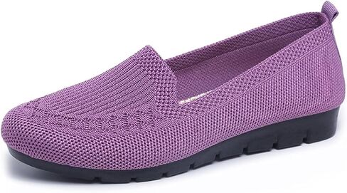 SPATI Women's Knitted Flat Shoes Lightweight Comfortable Loafers Women Footwear Slip On Casual Breathable Mesh Walking Shoes Female Round Toe Black, Pink, Purple, Red, Navy Blue, Grey, Beige in Kuwait