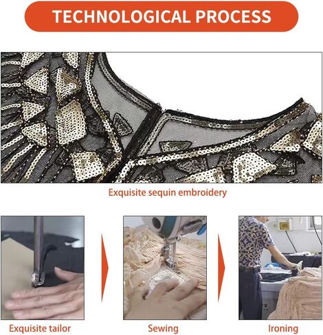 Bacophy 1920s Shawl Wraps Beaded Sequin Deco Evening Cape Bridal Shawl Bolero Flapper Cover Up in Kuwait